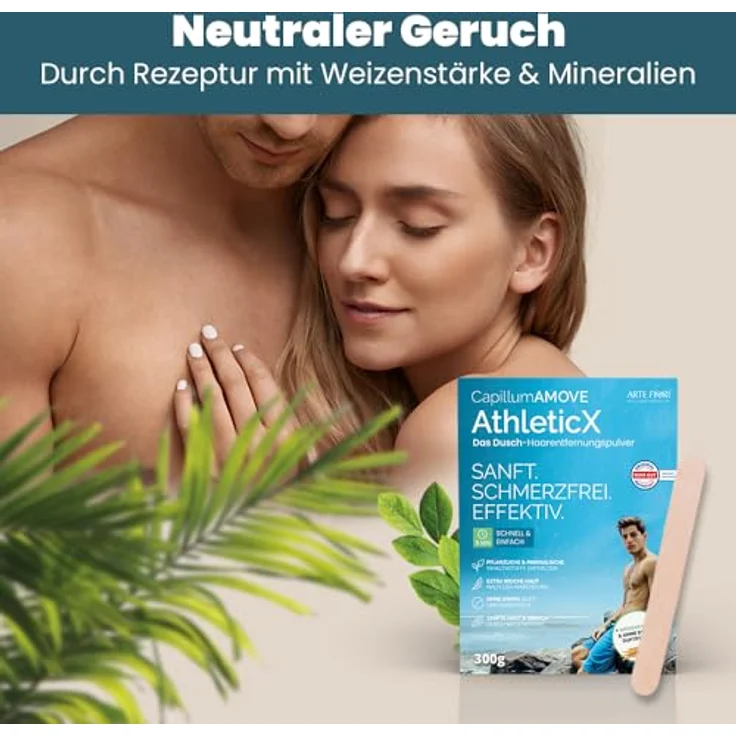 Arte Fiori Capillum AMOVE Wheat AthleticX, Enthaarungsmittel für schonende Körper-Enthaarung, 200 g, chemiefrei, auch für den Intimbereich geeignet – Bild 5