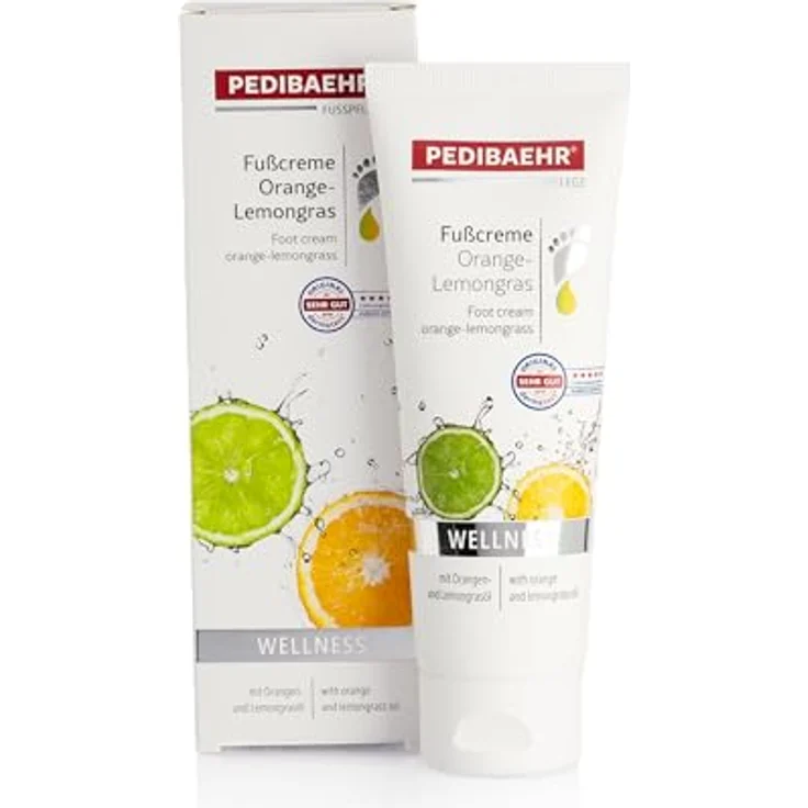 Pedibaehr Fußcreme Orange-Lemongrass, 2 x 125 ml, mit Kakaobutter und Sojaöl, intensiv feuchtigkeitsspendend und für Diabetiker geeignet – Bild 1