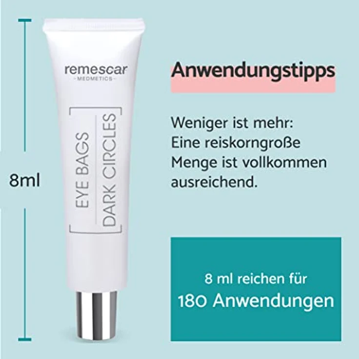 Remescar Eye Bags & Dark Circles 8 ml – Augencreme für Unteraugenbeutel und zum Entfernen von Beuteln unter den Augen – sofortige Behandlung für Augensäcke, 180 Anwendungen – Bild 5