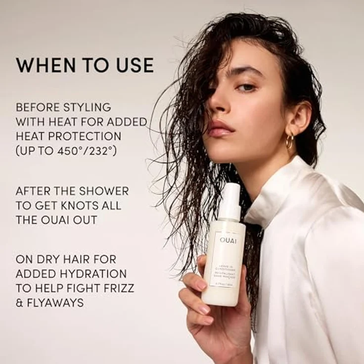 OUAI Haircare Leave-In Conditioner, 40 ml Mini, Spülung ohne Ausspülen für alle Haartypen, schützt vor Hitze/UV-Schäden, reduziert Spliss und Frizz – Bild 5