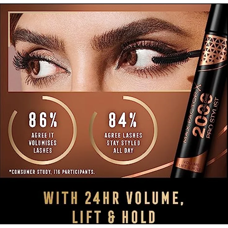 Max Factor 2000 Calorie Pro Stylist Mascara, Black Brown, 9 ml – Bild 5