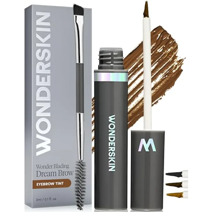 WONDERSKIN Wonder Blading Dream Brow, Langanhaltendes Augenbrauen-Gel in Brunette, 3 ml, wasserfest mit praktischem Pinsel