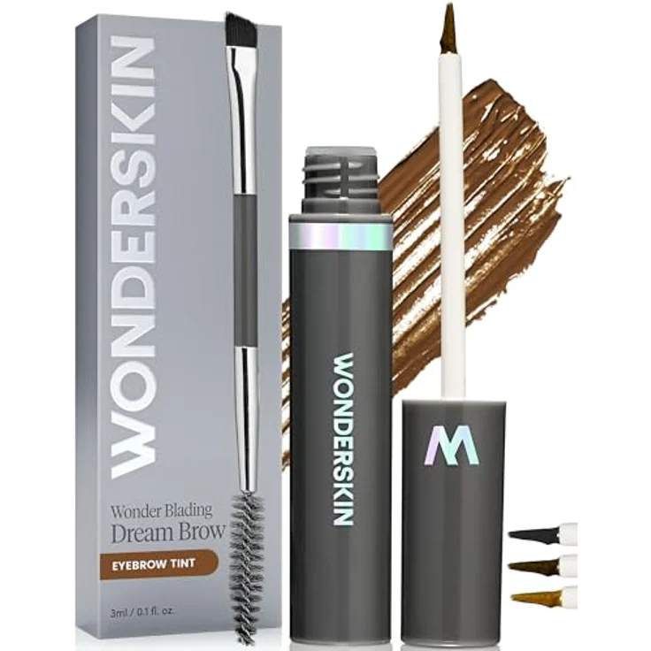 WONDERSKIN Wonder Blading Dream Brow, Langanhaltendes Augenbrauen-Gel in Brunette, 3 ml, wasserfest mit praktischem Pinsel – Bild 1