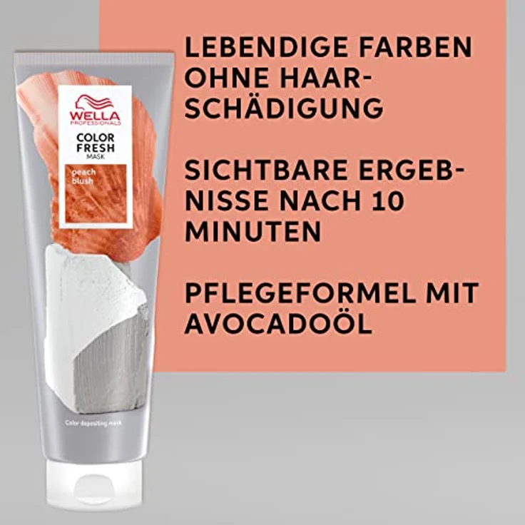 Wella Professionals Color Fresh Mask Peach Blush – Haarkur zum Beleben und Verändern der Haarfarbe – pflegende Tönung mit Avocadoöl – für blondes und aufgehelltes Haar – 150 ml – Bild 3