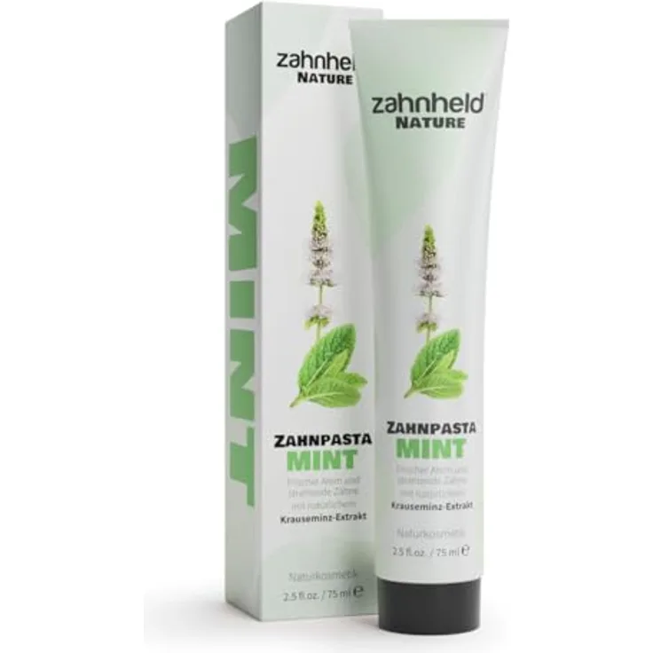 Zahnheld® Nature Zahnpasta Mint, Allround-Pflege mit Krauseminz-Extrakt, 1450 ppm Fluorid, vegan, ohne Mikroplastik, Palmöl & Titandioxid, 75 ml (1er Pack)