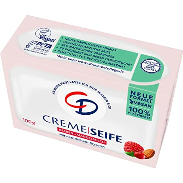 CD CREME SEIFE BEEREN & MANDELMILCH 100G vegan & ohne Mikroplastik – Bild 2