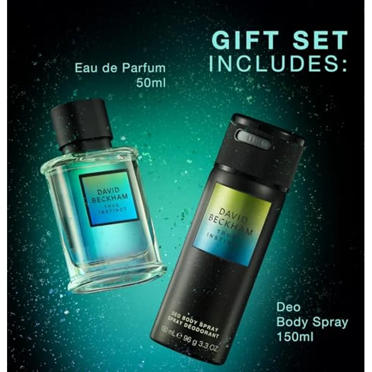 David Beckham True Instinct Geschenkbox, Eau de Parfum 50 ml und Deodorant Spray 150 ml, holziger bernsteinfarbener Duft für Ihn – Bild 4
