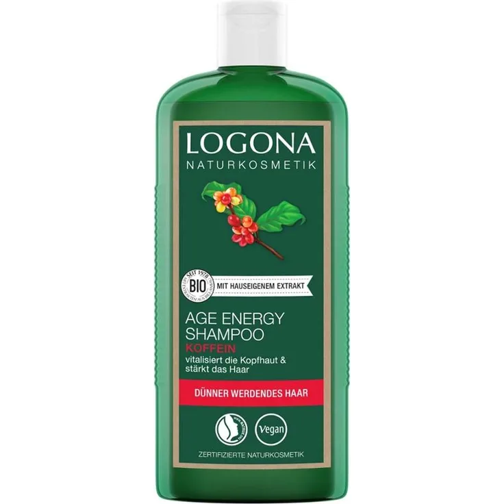 Logona Age Energy Shampoo, 250ml 6er Pack mit Bio-Coffein für vitales Haarwachstum