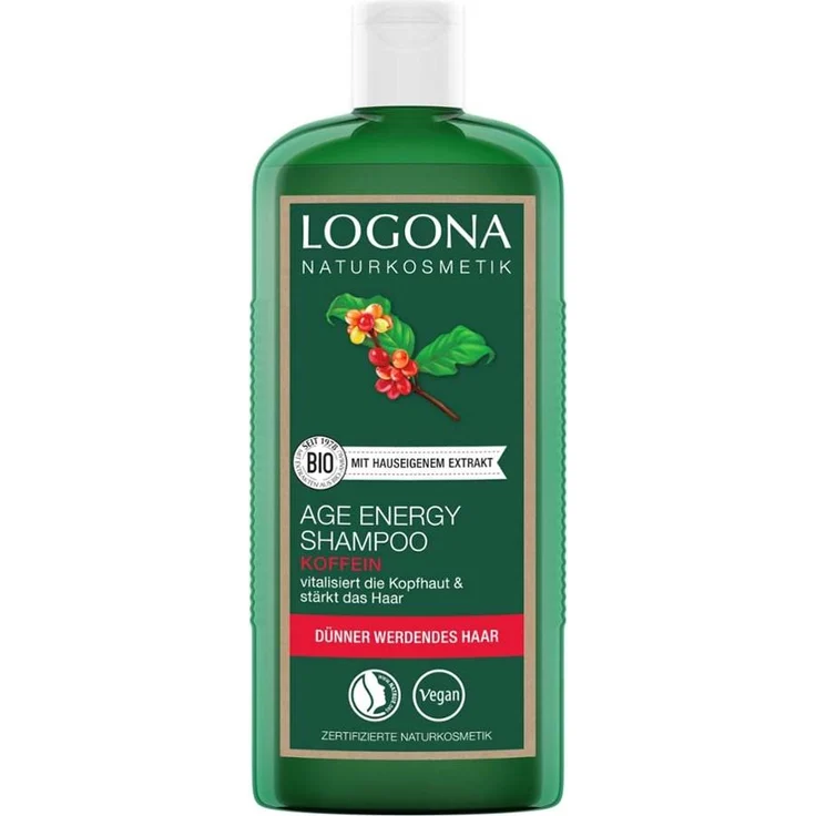 Logona Age Energy Shampoo, 250ml 6er Pack mit Bio-Coffein für vitales Haarwachstum
