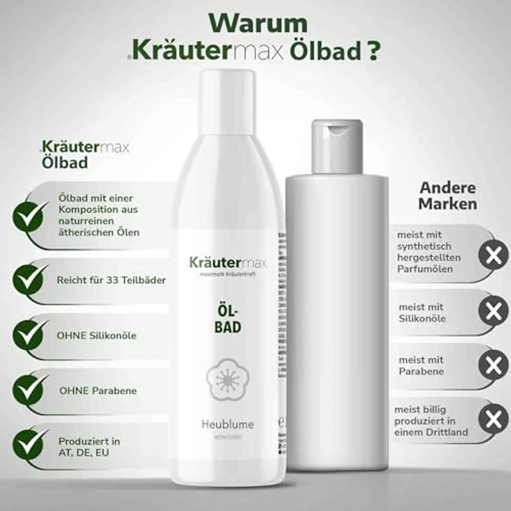 Kräutermax Heublumen Bad Öl, Ölbad mit 100% naturreinen ätherischen Ölen, 250 ml – Bild 3