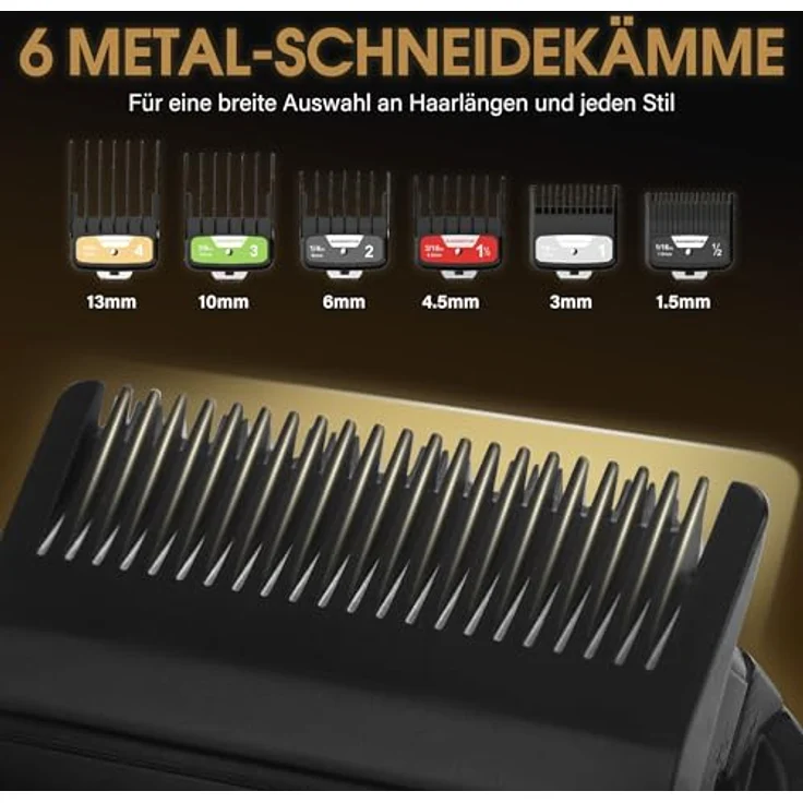 BarberPub HC176, Elektrische Haarschneidemaschine Profi mit 6 Klingen, 2 Gehäusedeckeln, Ladestation und bürstenlosem Motor – Bild 3