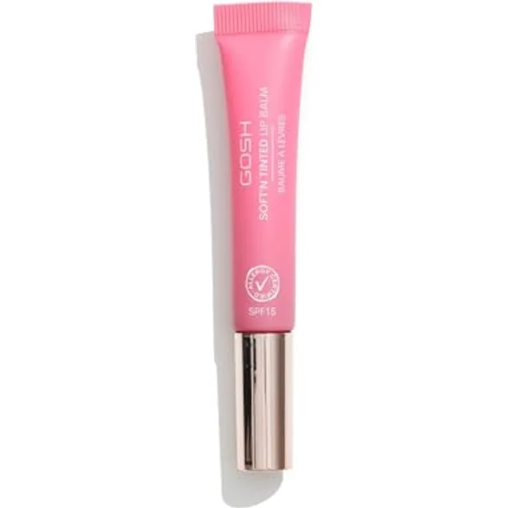 GOSH getönter Lipbalm Pink Rose (005) mit LSF 15, veganer Lippenpflege-Stift, geschmeidig weich ohne Kleben, parfümfreier Glossy Booster, feuchtigkeitsspendender Lippenbalsam
