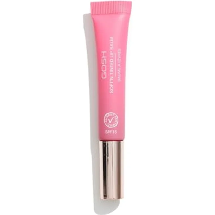 GOSH getönter Lipbalm Pink Rose (005) mit LSF 15, veganer Lippenpflege-Stift, geschmeidig weich ohne Kleben, parfümfreier Glossy Booster, feuchtigkeitsspendender Lippenbalsam – Bild 1