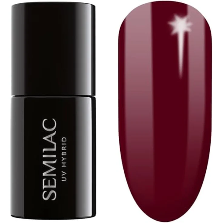Semilac UV Nagellack Hybrid 404 Black Beans Muffin, 7ml, intensives Braun mit Kirsch- und Kastaniennuancen, vegane Formel, langanhaltend bis zu 21 Tage – Bild 1