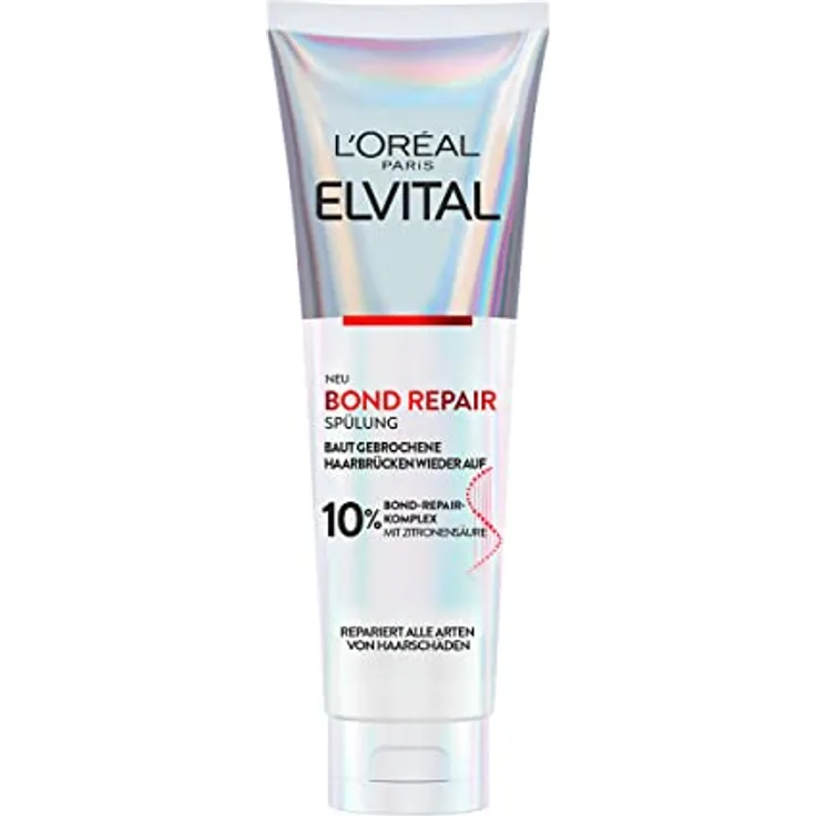 L'Oréal Paris Elvital Repair Spülung zur Haarreparatur, Mit Bond-Repair-Komplex und Zitronensäure, Für weniger Haarbruch und mehr Glanz, Bond Repair, 1 x 150 ml