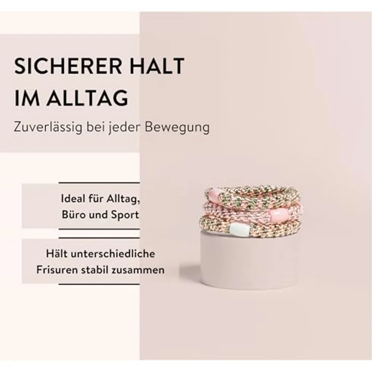 PARSA BEAUTY LIFESTYLE Pure Balance Haargummi, 3er Set in mehrfarbigen Designs, elastisch und haarschonend – Bild 5