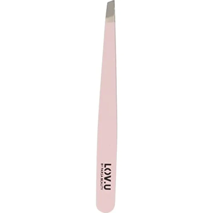 PARSA Beauty LOV.U Profi-Pinzette, Rosa – mit schräger Greiffläche zum präzisen Augenbrauen zupfen, aus rostfreiem Edelstahl
