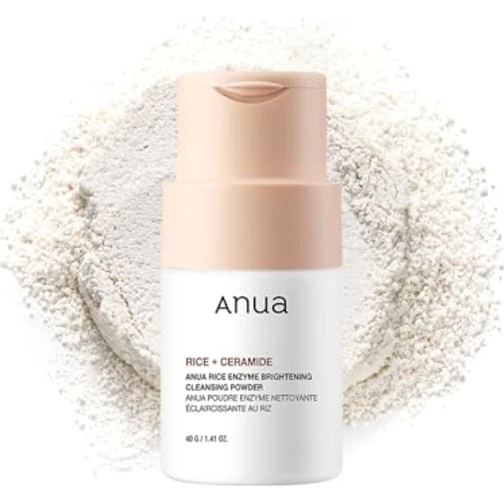 ANUA RICE ENZYME BRIGHTENING CLEANSING POWDER, Reismaske, Ceramid, Gesichtsreiniger für aufhellende, strahlende Haut, Gesichtsreiniger für trockene Haut, koreanische Hautpflege, parfümfrei, 40 g. – Bild 1