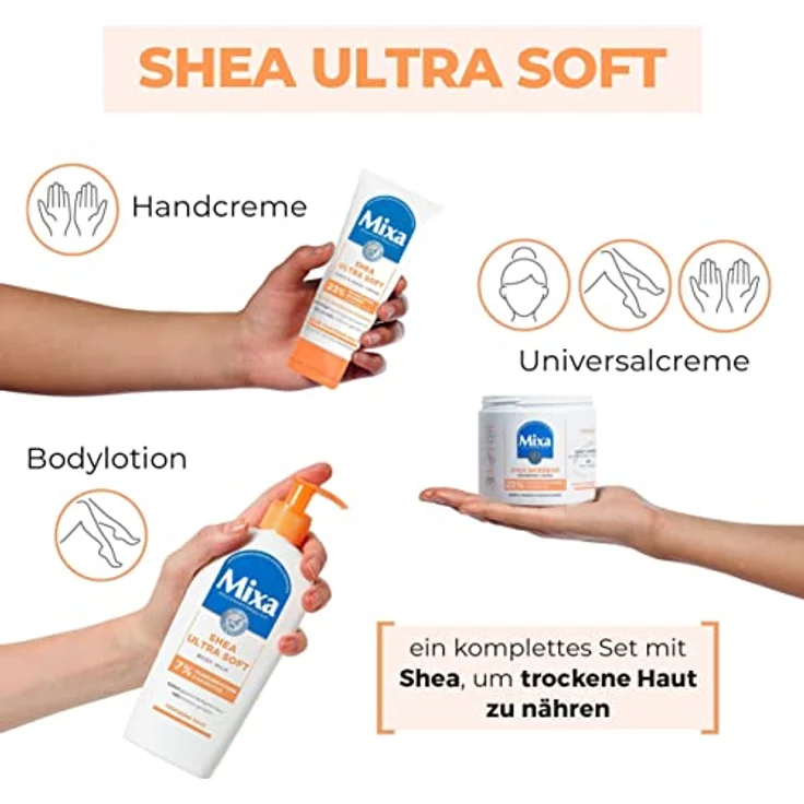 Mixa Shea Ultra Soft Hand & Nagelcreme - pflegender Handbalsam für trockene, rissige und raue Hände, Schutz & intensive Pflege mit Glycerin und Sheabutter, 100 ml – Bild 4