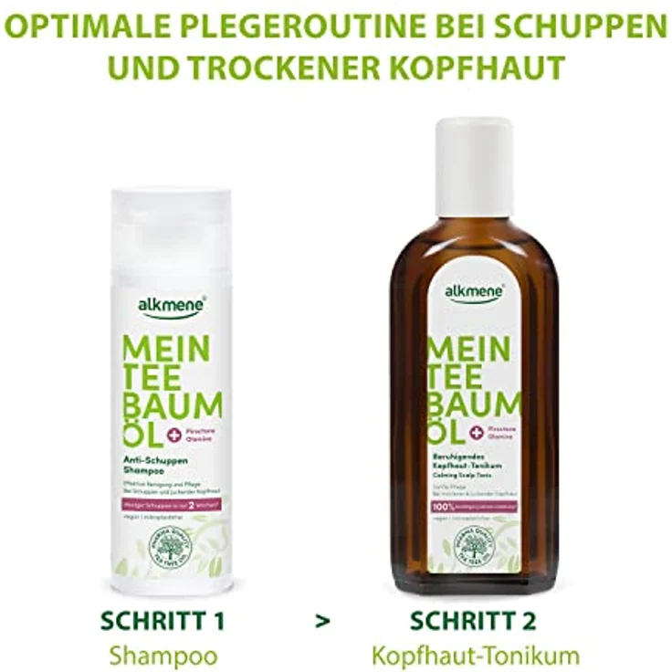 Alkmene Mein Teebaumöl Kopfhaut Tonikum 3x 250 ml, Juckreiz Linderung mit 100% Bestätigung, vegan & klimaneutral, beruhigendes Haarwasser bei trockener & juckender Kopfhaut – Bild 5