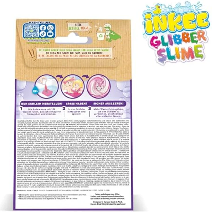 INKEE Bath Slime Unicorn, Bade-Glibber Schleim mit Vitamin E und Bubble Gum Aroma, 100g pinkes Schleimpulver – Bild 5