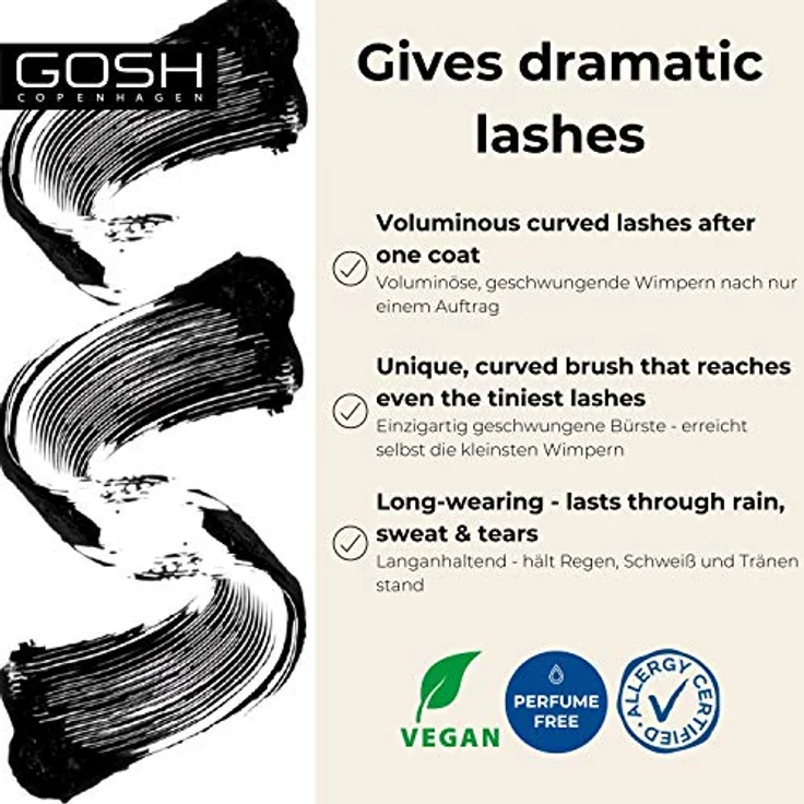 Gosh Catchy Eyes Drama 001, Mascara für Damen mit extremer schwarzer Farbe, 10 ml – Bild 2