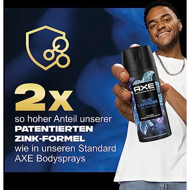 Axe Premium Bodyspray Blue Lavender Deo ohne Aluminiumsalze mit 72 Stunden Schutz gegen Körpergeruch 150 ml 1 Stück – Bild 3