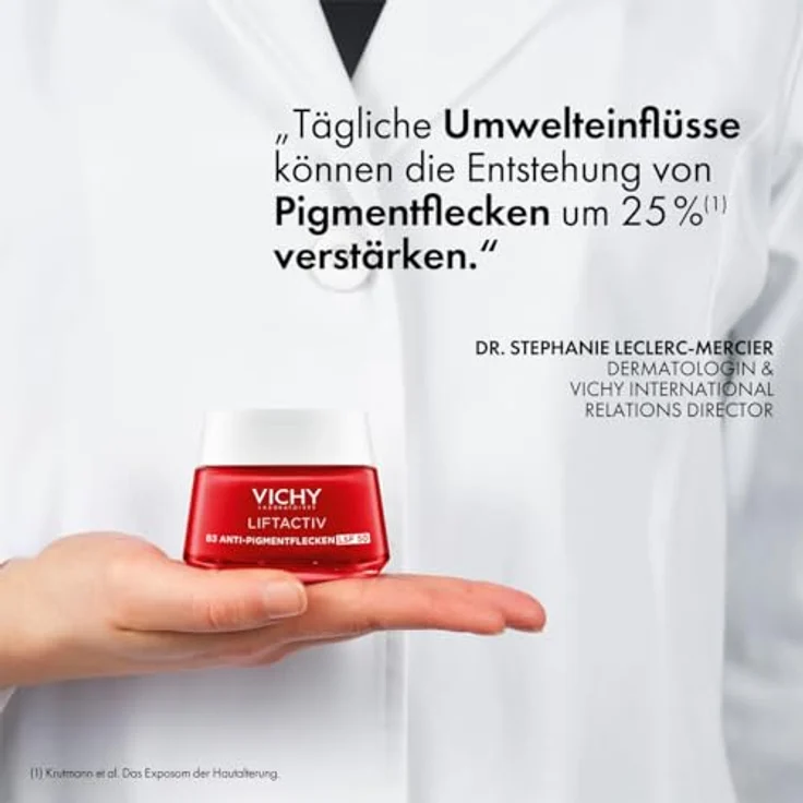 VICHY Anti-Pigmentflecken Tagescreme mit LSF 50, Für empfindliche, reife Haut, Mildert Pigmentflecken, Mit Bio-Peptiden und Niacinamid, Liftactiv B3, 50 ml – Bild 5