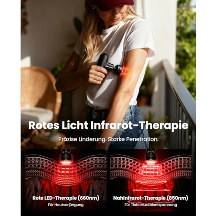 Bob and Brad Q2 Ultra Massagepistole, Mini Massagegerät mit Infrarot-Heizmassagekopf und Tragetasche, leise, 5 Geschwindigkeitsstufen, 2500-mAh-Akku – Bild 2