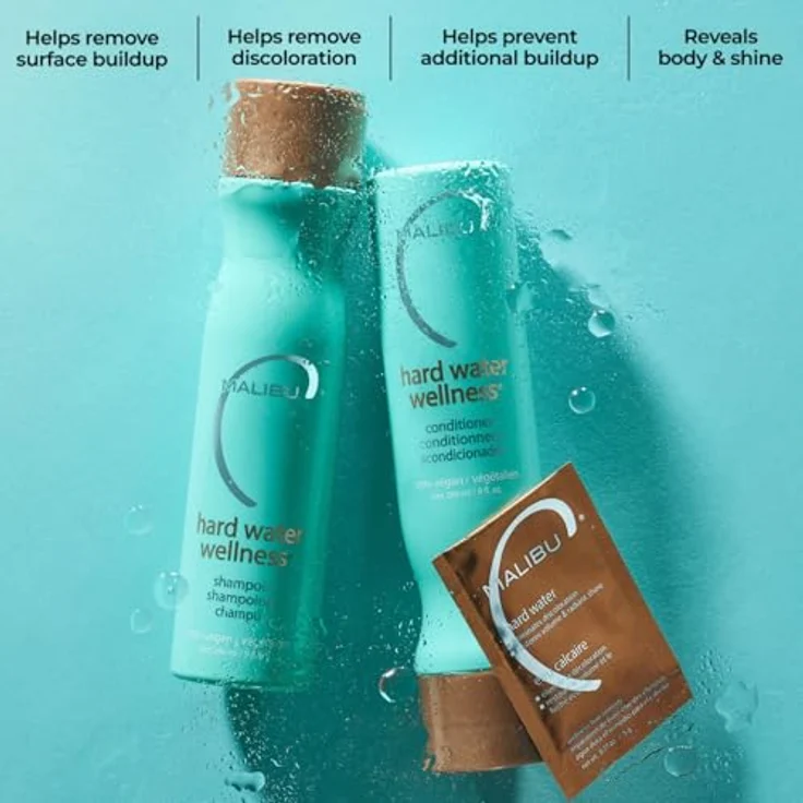 Malibu C Hard Water Wellness Collection, Shampoo und Conditioner Set 266 ml mit 4 x 5 g Haarmaske, vegan – Bild 5