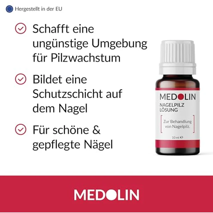 Medolin® Nagelpilz Lösung - Effektiver Nagellack mit belegter Wirkweise - Lack Behandlung für schöne & gepflegte Nägel - Geeignetes Mittel für Fuß & Hand | Nagelhärter, 10 ml – Bild 3