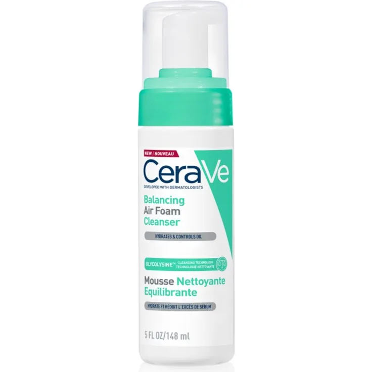 CeraVe Cleansers Balancing Air Foam Cleanser, Reinigungsschaum für normale und Mischhaut, 148 ml, dermatologisch getestet, feuchtigkeitsspendend