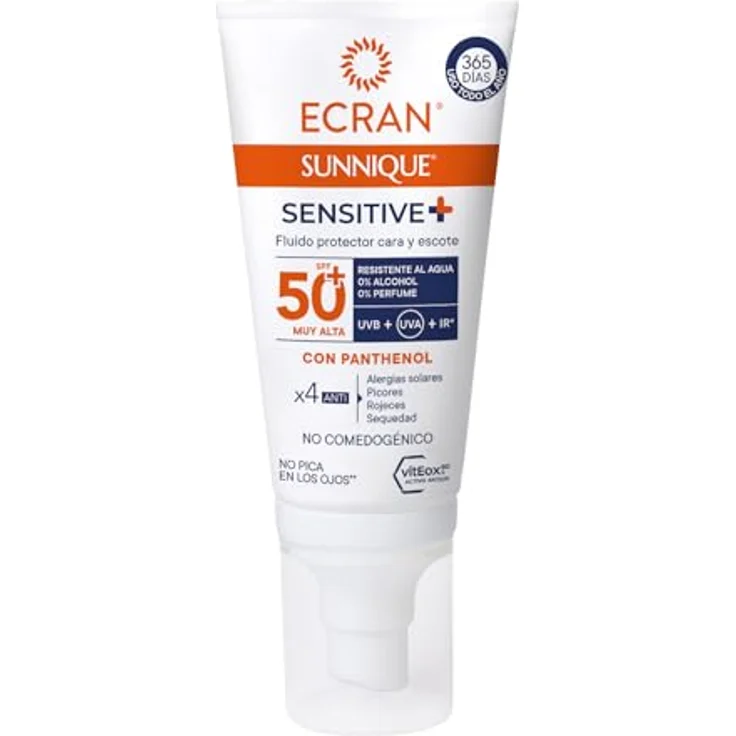 ECRAN SUNNIQUE - Sun Cream - Sunnique Sensitive+ Fluido Protector SPF 50plus - Sonnenschutzcreme für das Gesicht, 50ml – Bild 1