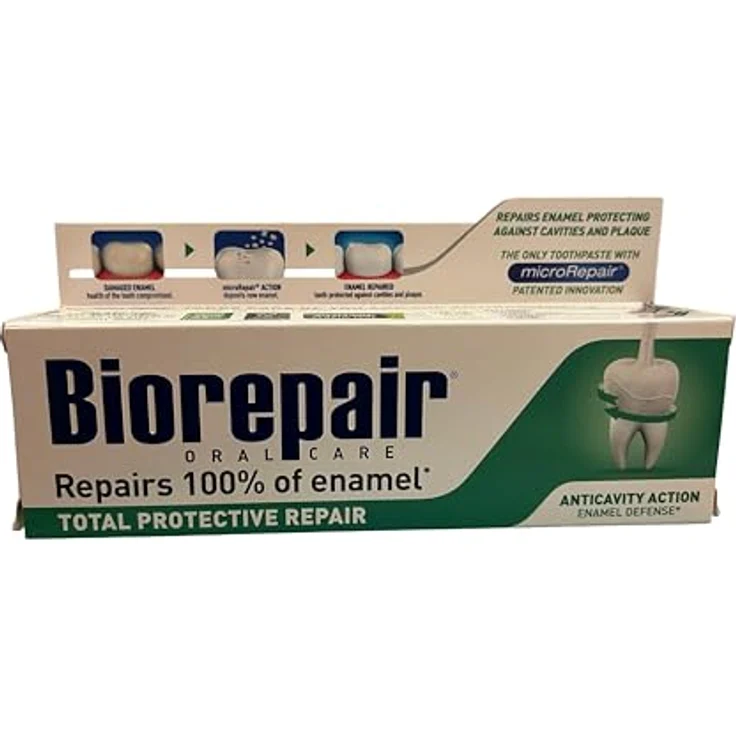 Biorepair Total Protective Repair Paste, Zahnpasta zur Erneuerung des Zahnschmelzes, 75 ml, schützt vor Karies und empfindlichen Zähnen – Bild 1