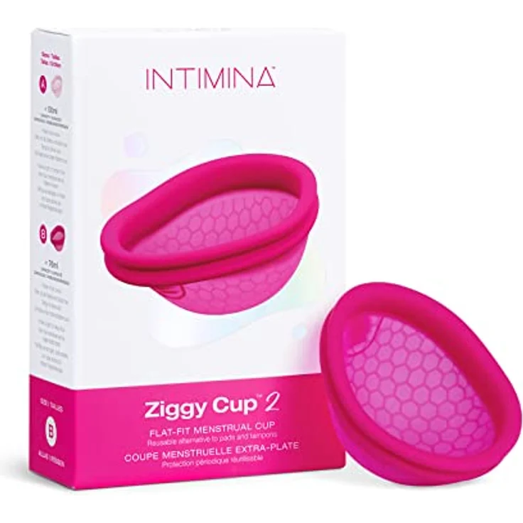Intimina Ziggy Cup 2 B Menstruationstasse, 76 ml, hypoallergenes Silikon, wiederverwendbar, geeignet für Sport und Schwimmen während der Menstruation – Bild 1