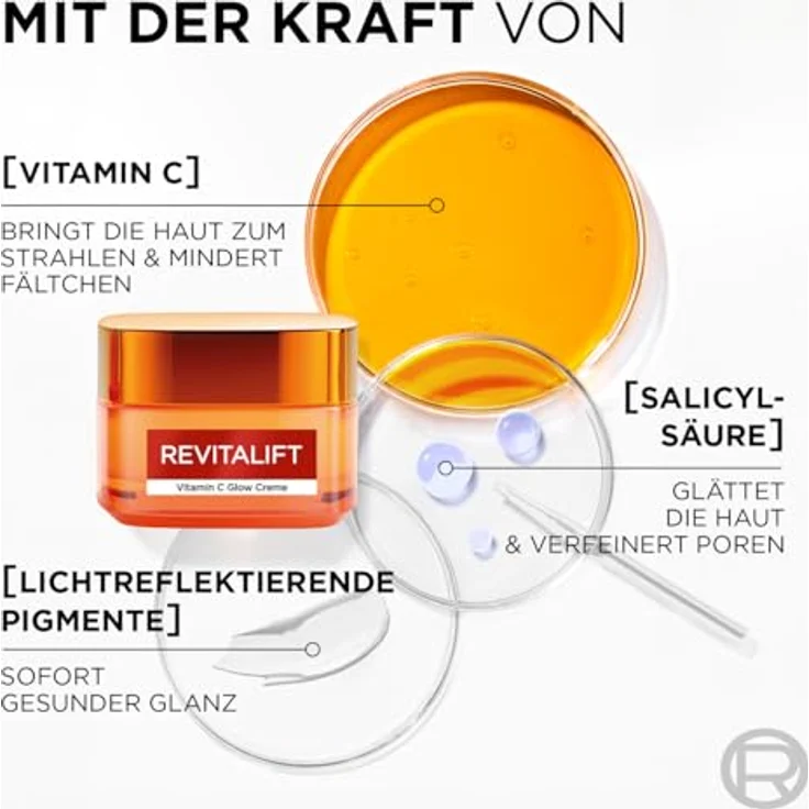L'Oréal Paris Revitalift Vitamin C Brightening Cream, Gesichtscreme für strahlende Haut mit Vitamin C & Salicylsäure, 50 ml – Bild 3