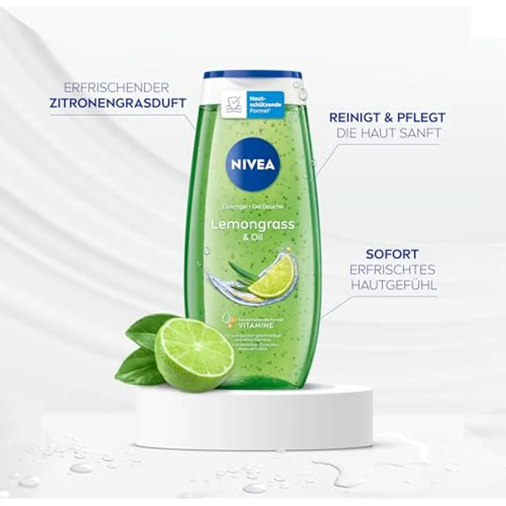 NIVEA Lemongrass & Oil Duschgel, pH-hautneutrale Pflege mit revitalisierendem Zitronengras-Duft und pflegenden Ölperlen, 250 ml – Bild 2