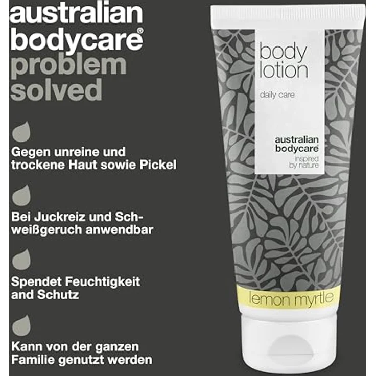 Körperlotion für Damen & Herren 200 ml | Teebaumöl Body + Lemon Myrtle Lotion für trockene Haut | Tägliche Pflege Lindert Pickel, Scherpilzflechte, Pilze, Jock Itch, Akne und Körpergeruch – Bild 3