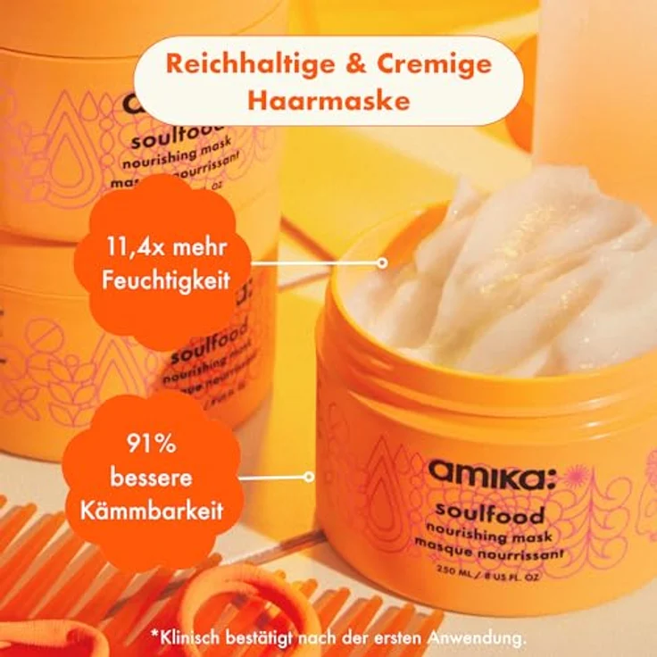 Amika Soulfood Nourishing Hair Mask, 100 ml, ultra-luxuriöse Haarkur mit Vitaminen und Nährstoffen – Bild 2