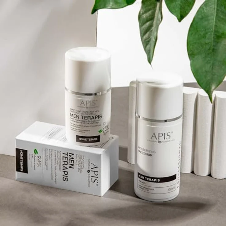 Apis Natural Cosmetics Professionelle Herren Glättungs- und Beruhigungs-Gesichtscreme, 50ml - Intensive Regeneration, Mineralien aus dem Toten Meer, Hyaluronsäure und Baobaböl для trockene, reife Männerhaut – Bild 4