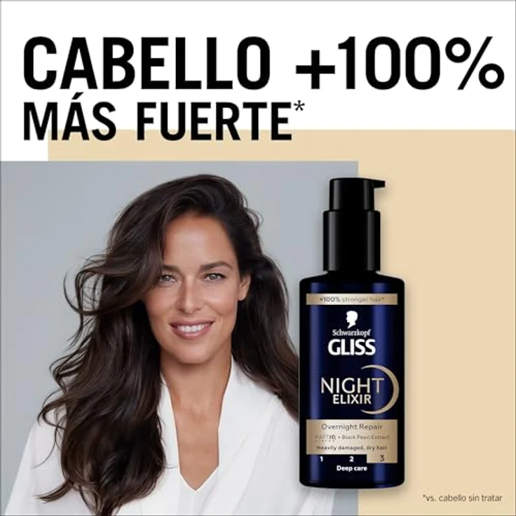Gliss Kur Night Elixir Ultimate Repair Haarmaske, 100 ml, tiefgehende Rekonstruktion, 92 % natürliche Inhaltsstoffe, PETA-zugelassen – Bild 3