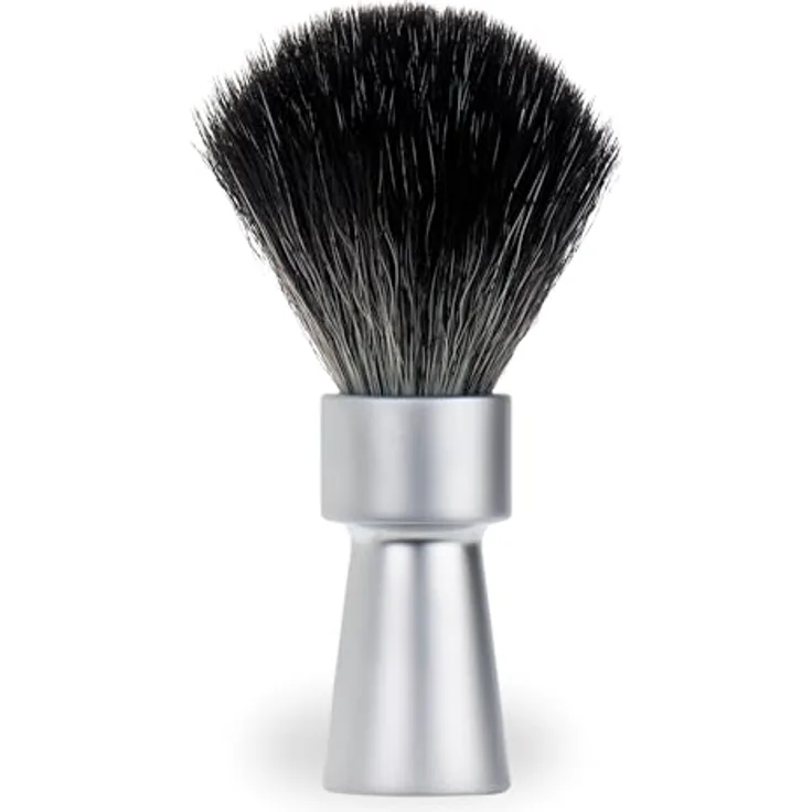MERKUR Rasierpinsel 1100 | Black Fibre Synthetikhaar | Mattchrom Aluminium Griffstück | Vegan | Made in Germany