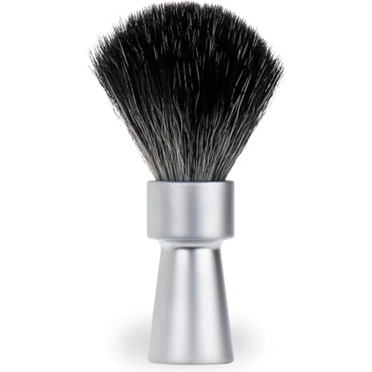 MERKUR Rasierpinsel 1100 | Black Fibre Synthetikhaar | Mattchrom Aluminium Griffstück | Vegan | Made in Germany – Bild 1