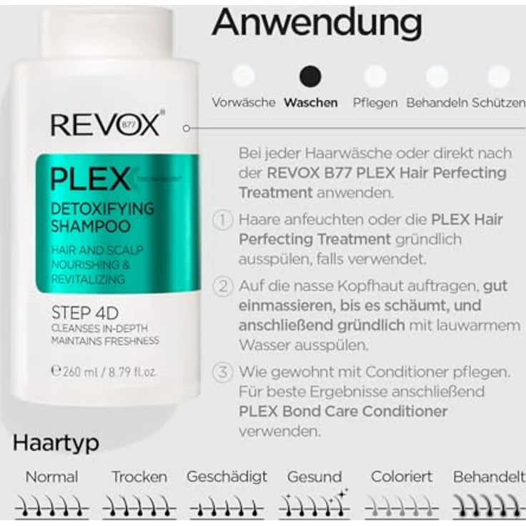 Revox B77 PLEX Detox Shampoo, 260 ml, reinigt Haar und Kopfhaut, vegan, ohne Sulfate und Silikone – Bild 5