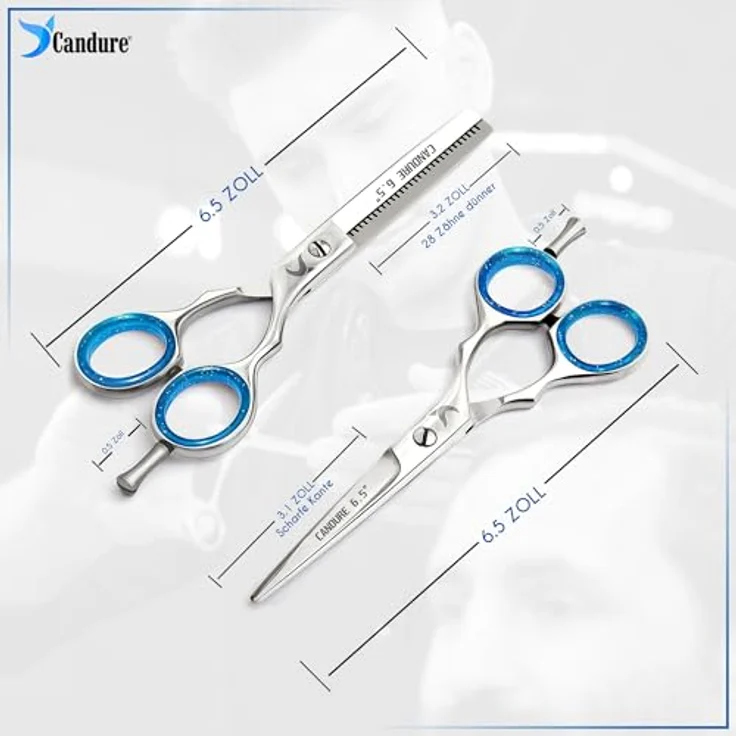 Candure Friseurschere 6,5 Zoll, Haarschneideschere aus japanischem Edelstahl mit Kamm und Lederetui für Männer, Frauen, Kinder und professionelle Friseure – Bild 4