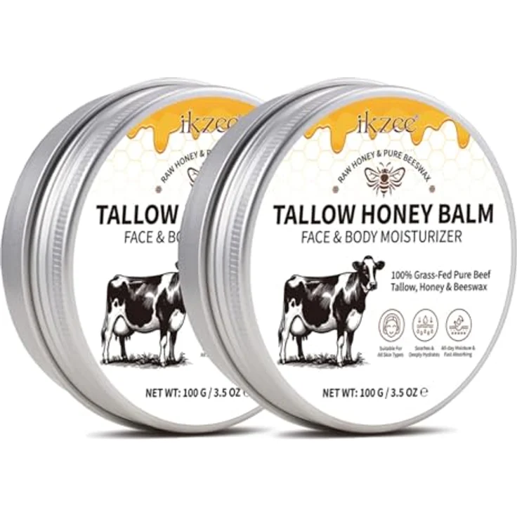 P-Beauty 2x Tallow Honey Körper & Gesicht Balsam, natürliche Pflegecreme mit Rindertalg & Honig, beruhigt gereizte Haut, stärkt die Hautbarriere, intensive Pflege für alle Hauttypen – Bild 1