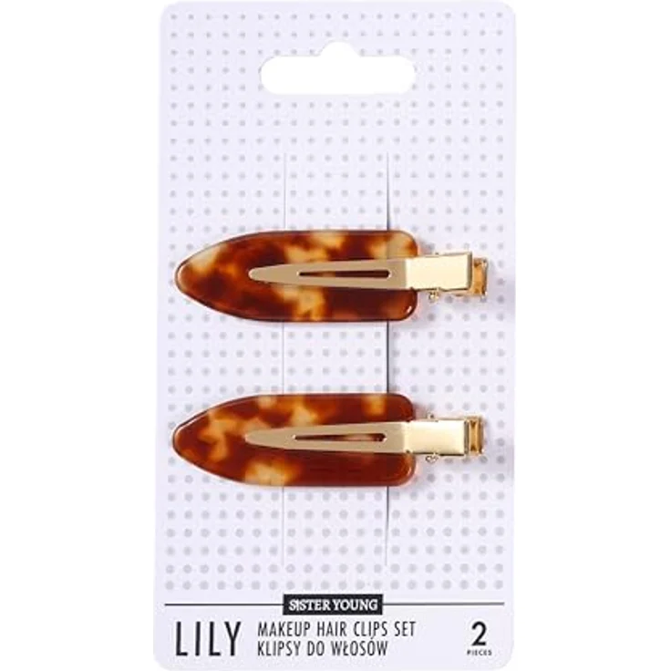 SISTER YOUNG LILY Make-up Haarclips Set, 2 Stück, rutschfeste, faltenfreie Haarspangen für Make-up und Styling, sanft zum Haar, dunkelbraun – Bild 1
