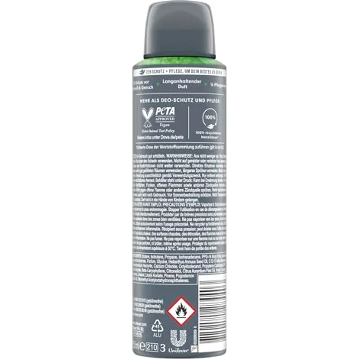 Dove Men+Care Advanced Anti Transpirant Spray Extra Fresh, 72 Stunden Schutz gegen Körpergeruch und Achselnässe, 150 ml, PETA-vegan – Bild 4