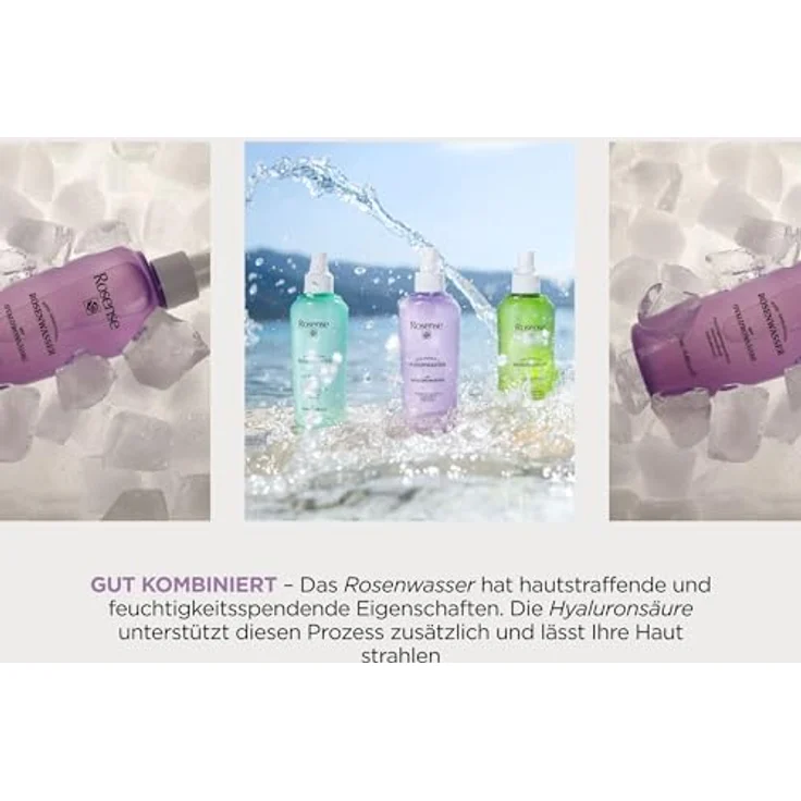 Rosense Rosenwasser mit Hyaluronsäure, Gesichtsreinigung 200 ml, lila, vegan, PETA-zertifiziert, alkoholfrei – Bild 3