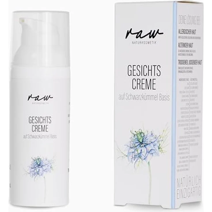 raw Kosmetik Regenerierende Schwarzkümmel Gesichtscreme für empfindliche und sensible Haut, mit antioxidativer Wirkung, zertifiziert als Naturkosmetik - 50ml – Bild 1